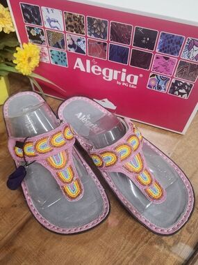 Alegria Pink Beaded Sandals